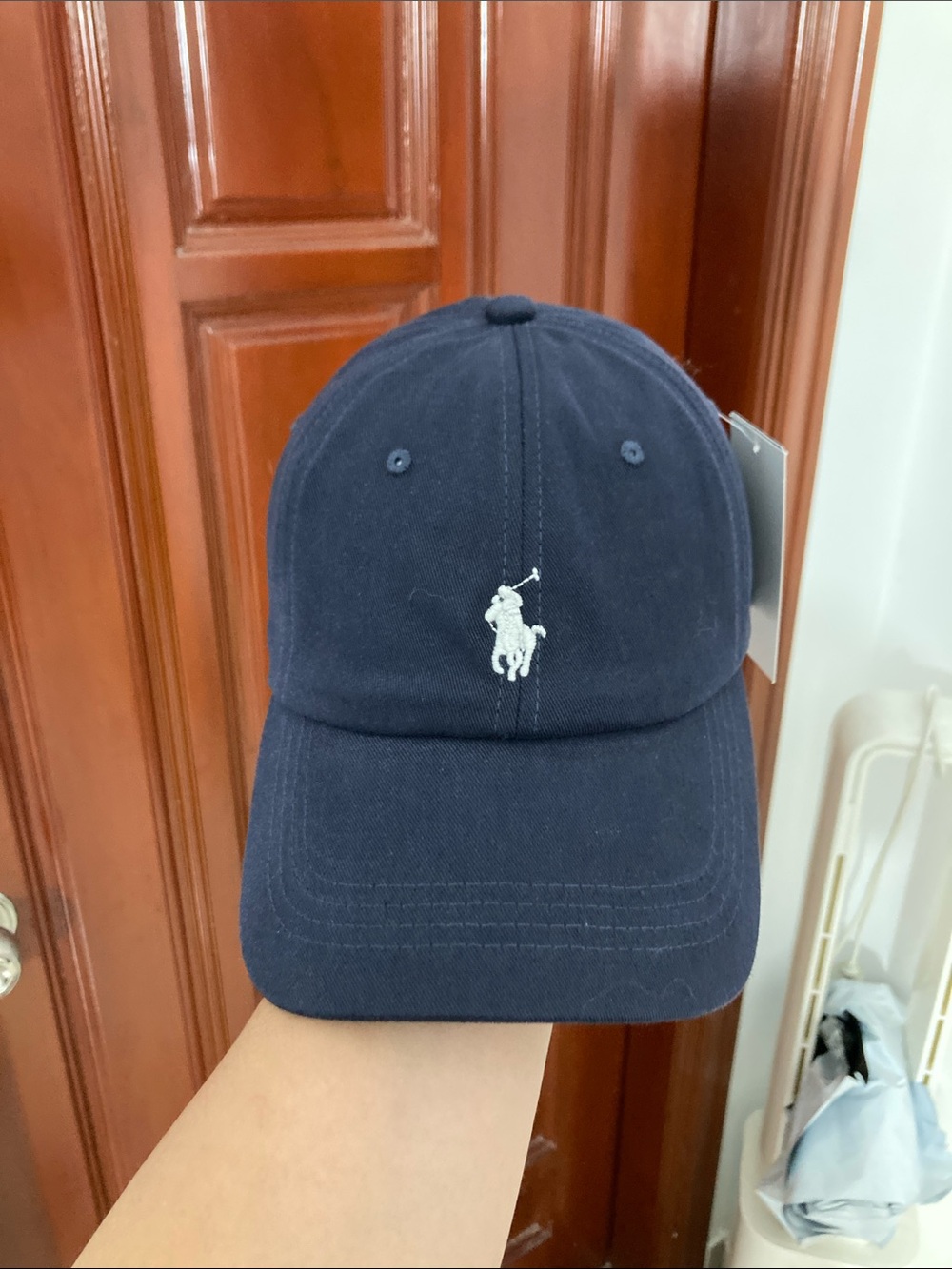 Ralph Lauren Navy Baseball Cap with White Polo Logo